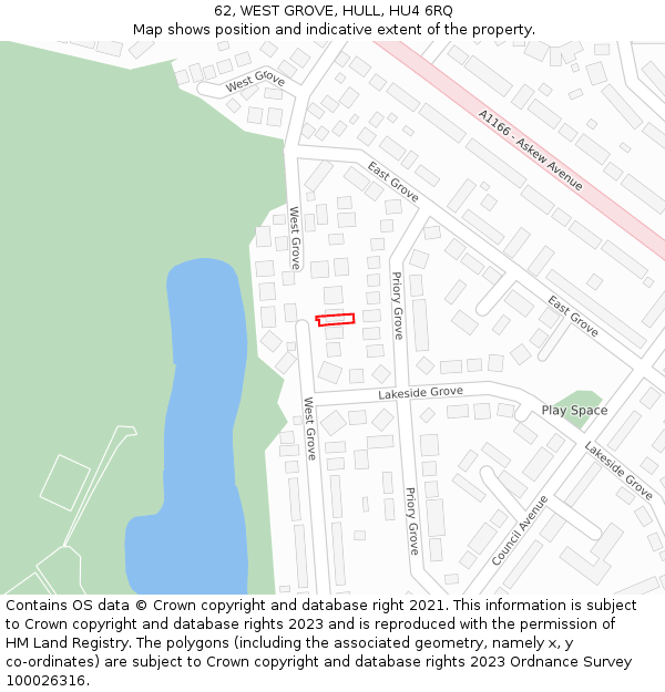62, WEST GROVE, HULL, HU4 6RQ: Location map and indicative extent of plot
