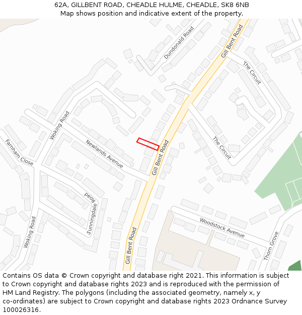 62A, GILLBENT ROAD, CHEADLE HULME, CHEADLE, SK8 6NB: Location map and indicative extent of plot