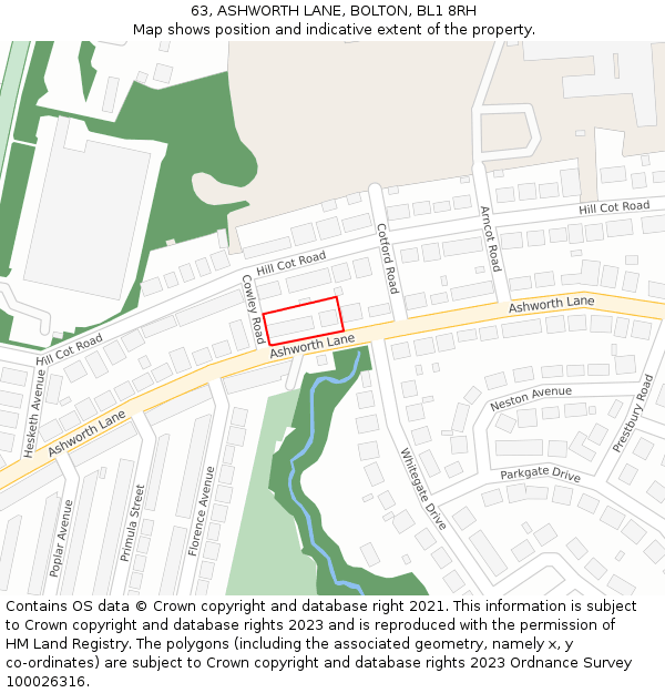 63, ASHWORTH LANE, BOLTON, BL1 8RH: Location map and indicative extent of plot