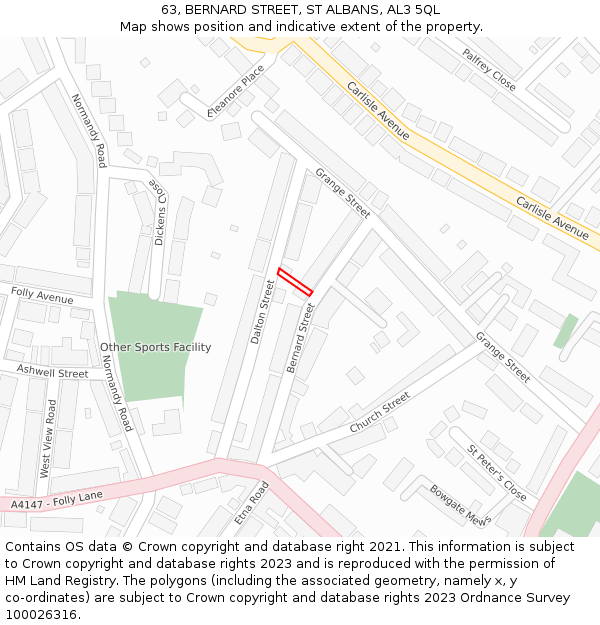 63, BERNARD STREET, ST ALBANS, AL3 5QL: Location map and indicative extent of plot