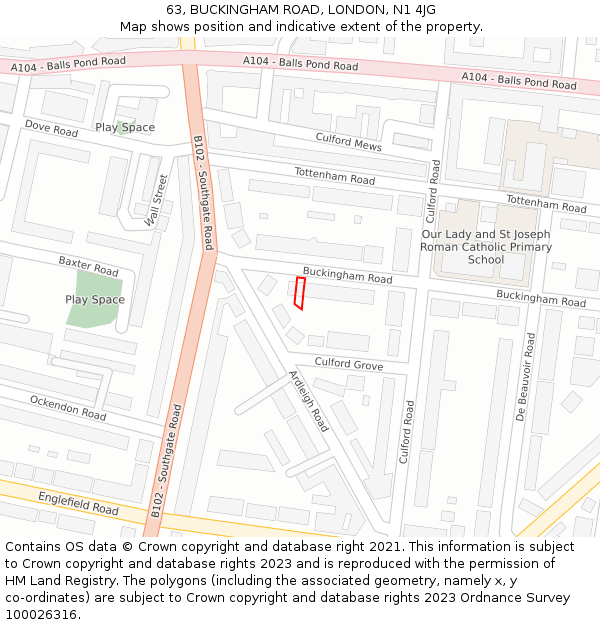 63, BUCKINGHAM ROAD, LONDON, N1 4JG: Location map and indicative extent of plot
