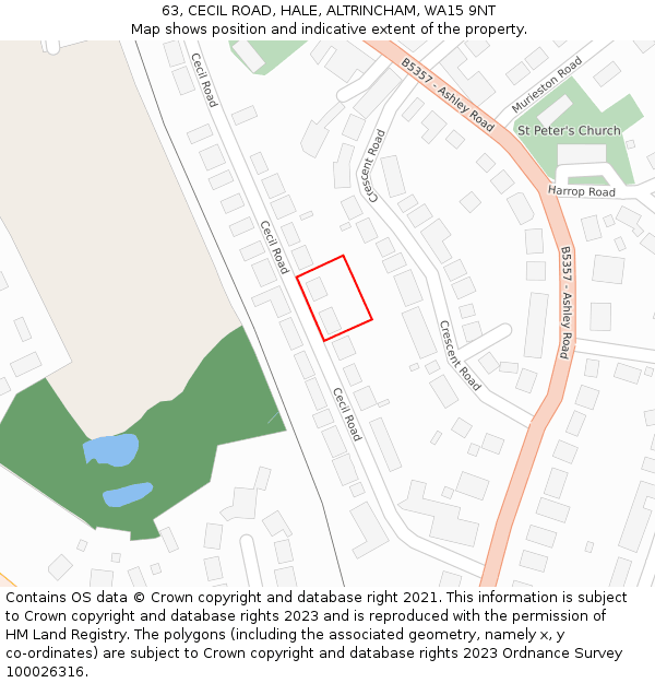 63, CECIL ROAD, HALE, ALTRINCHAM, WA15 9NT: Location map and indicative extent of plot