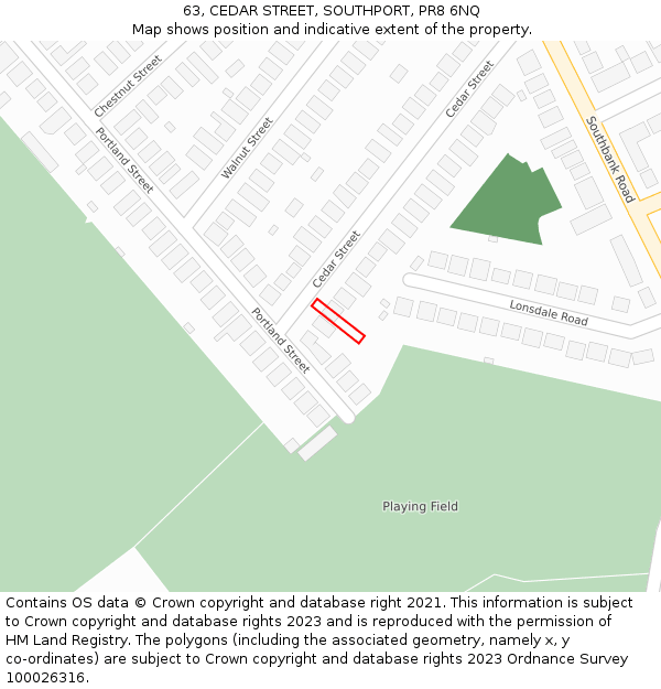 63, CEDAR STREET, SOUTHPORT, PR8 6NQ: Location map and indicative extent of plot