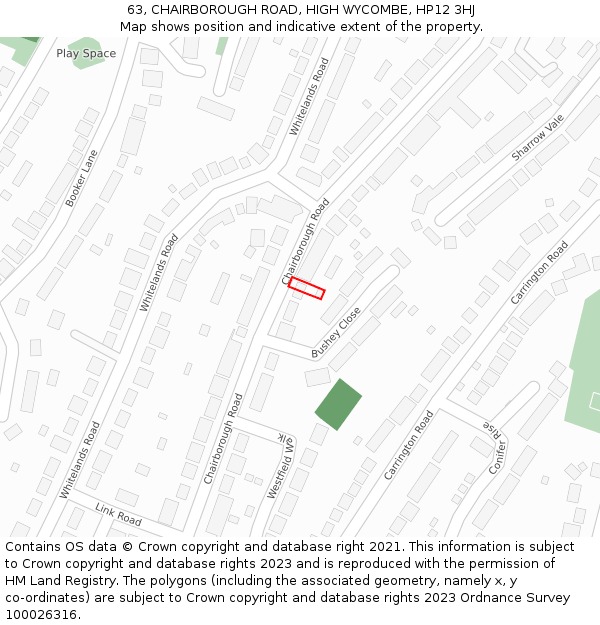 63, CHAIRBOROUGH ROAD, HIGH WYCOMBE, HP12 3HJ: Location map and indicative extent of plot