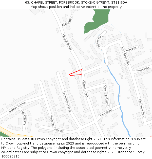 63, CHAPEL STREET, FORSBROOK, STOKE-ON-TRENT, ST11 9DA: Location map and indicative extent of plot