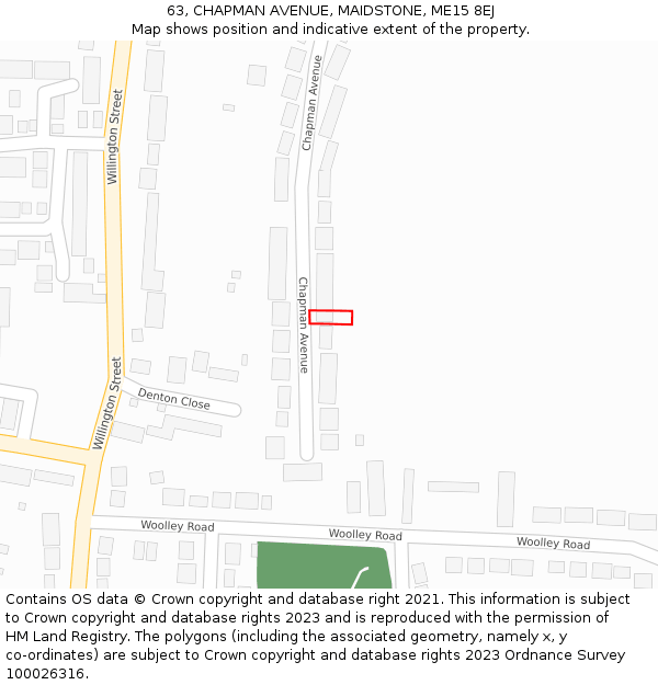 63, CHAPMAN AVENUE, MAIDSTONE, ME15 8EJ: Location map and indicative extent of plot