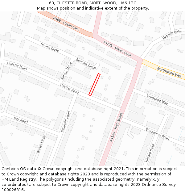 63, CHESTER ROAD, NORTHWOOD, HA6 1BG: Location map and indicative extent of plot