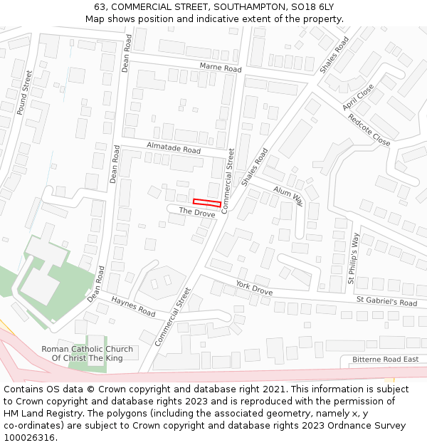 63, COMMERCIAL STREET, SOUTHAMPTON, SO18 6LY: Location map and indicative extent of plot