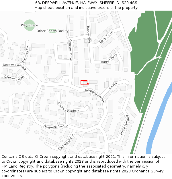 63, DEEPWELL AVENUE, HALFWAY, SHEFFIELD, S20 4SS: Location map and indicative extent of plot