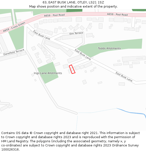 63, EAST BUSK LANE, OTLEY, LS21 1SZ: Location map and indicative extent of plot