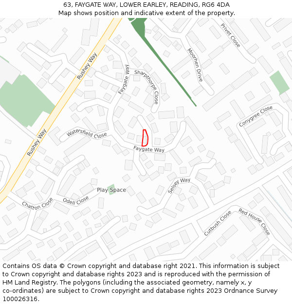 63, FAYGATE WAY, LOWER EARLEY, READING, RG6 4DA: Location map and indicative extent of plot