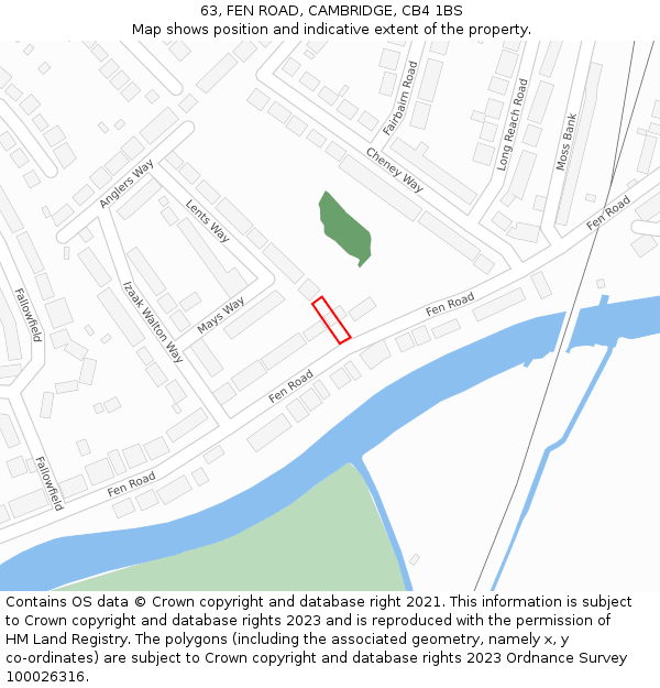 63, FEN ROAD, CAMBRIDGE, CB4 1BS: Location map and indicative extent of plot