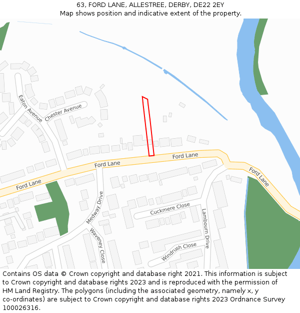 63, FORD LANE, ALLESTREE, DERBY, DE22 2EY: Location map and indicative extent of plot