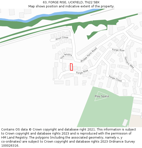 63, FORGE RISE, UCKFIELD, TN22 5BX: Location map and indicative extent of plot