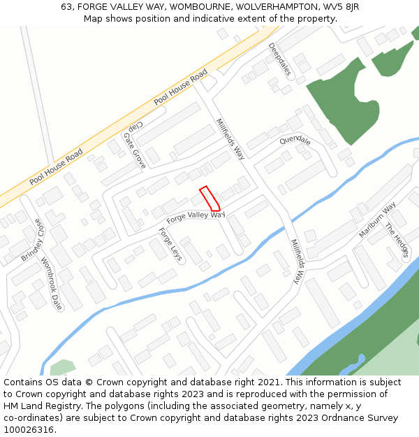 63, FORGE VALLEY WAY, WOMBOURNE, WOLVERHAMPTON, WV5 8JR: Location map and indicative extent of plot