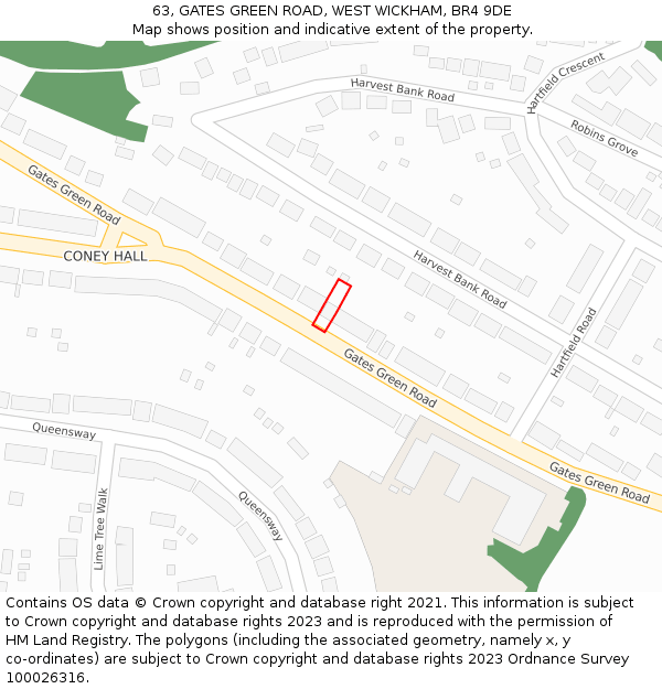 63, GATES GREEN ROAD, WEST WICKHAM, BR4 9DE: Location map and indicative extent of plot