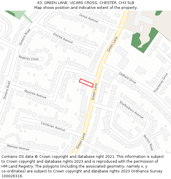 63, GREEN LANE, VICARS CROSS, CHESTER, CH3 5LB: Location map and indicative extent of plot