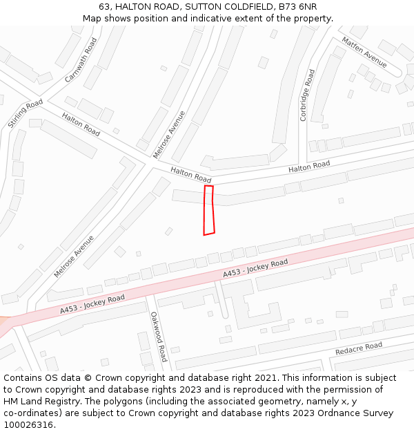 63, HALTON ROAD, SUTTON COLDFIELD, B73 6NR: Location map and indicative extent of plot