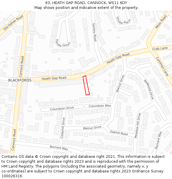 63, HEATH GAP ROAD, CANNOCK, WS11 6DY: Location map and indicative extent of plot
