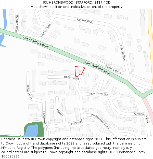 63, HERONSWOOD, STAFFORD, ST17 4QD: Location map and indicative extent of plot