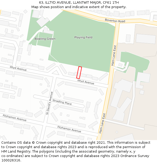 63, ILLTYD AVENUE, LLANTWIT MAJOR, CF61 1TH: Location map and indicative extent of plot
