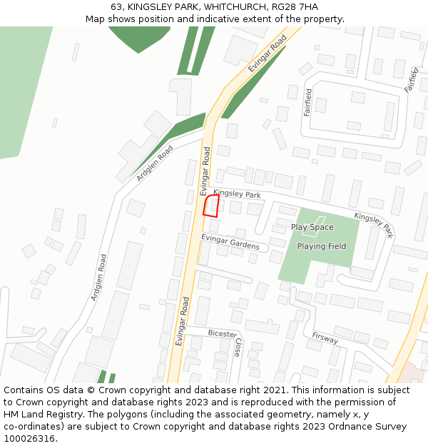 63, KINGSLEY PARK, WHITCHURCH, RG28 7HA: Location map and indicative extent of plot