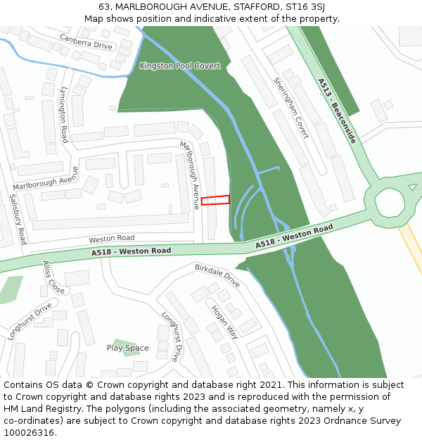 63, MARLBOROUGH AVENUE, STAFFORD, ST16 3SJ: Location map and indicative extent of plot