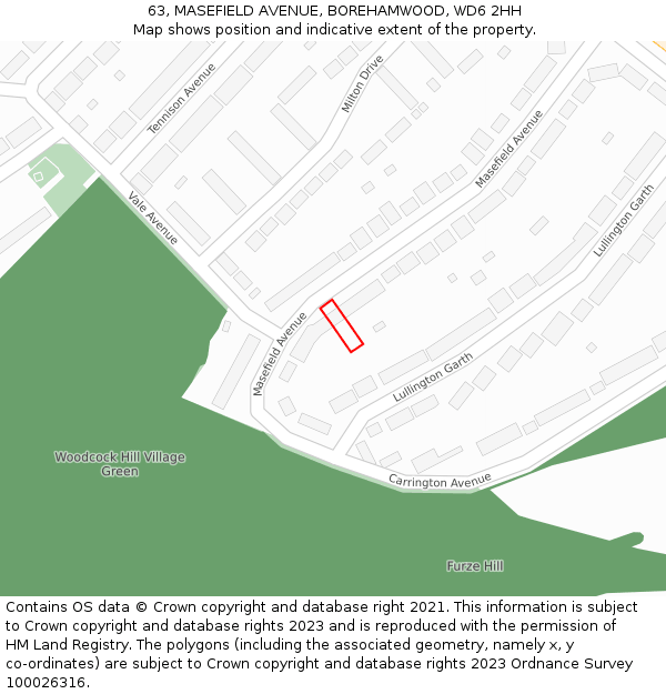 63, MASEFIELD AVENUE, BOREHAMWOOD, WD6 2HH: Location map and indicative extent of plot