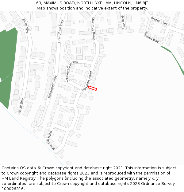 63, MAXIMUS ROAD, NORTH HYKEHAM, LINCOLN, LN6 8JT: Location map and indicative extent of plot