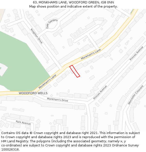 63, MONKHAMS LANE, WOODFORD GREEN, IG8 0NN: Location map and indicative extent of plot