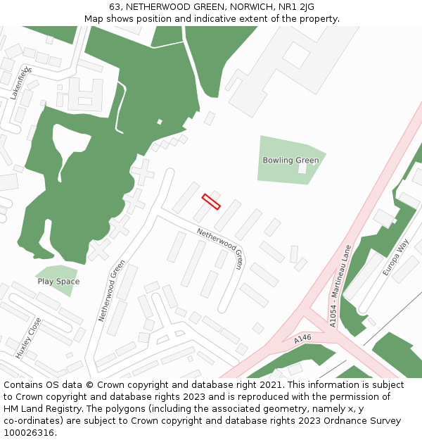 63, NETHERWOOD GREEN, NORWICH, NR1 2JG: Location map and indicative extent of plot