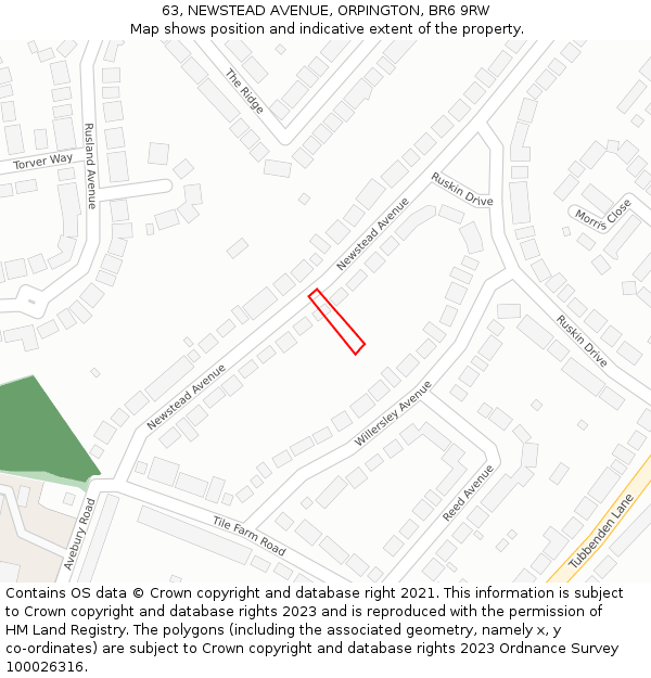 63, NEWSTEAD AVENUE, ORPINGTON, BR6 9RW: Location map and indicative extent of plot