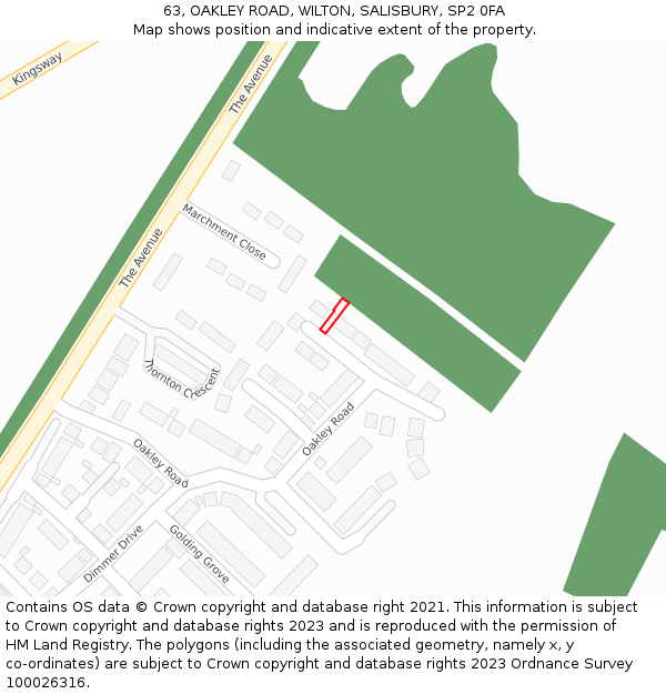 63, OAKLEY ROAD, WILTON, SALISBURY, SP2 0FA: Location map and indicative extent of plot
