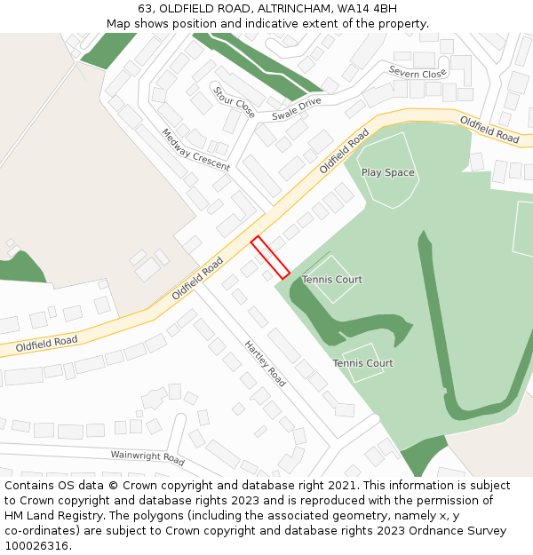 63, OLDFIELD ROAD, ALTRINCHAM, WA14 4BH: Location map and indicative extent of plot