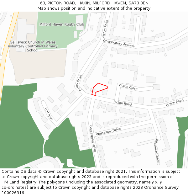 63, PICTON ROAD, HAKIN, MILFORD HAVEN, SA73 3EN: Location map and indicative extent of plot