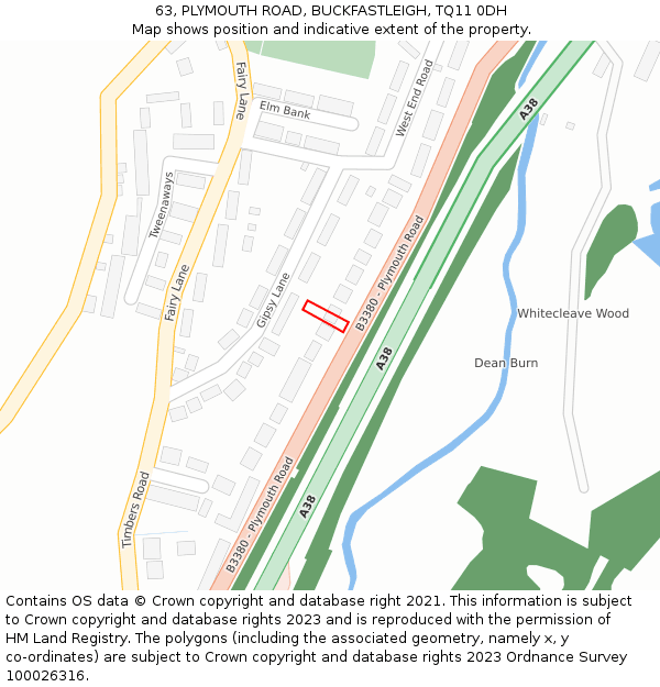 63, PLYMOUTH ROAD, BUCKFASTLEIGH, TQ11 0DH: Location map and indicative extent of plot