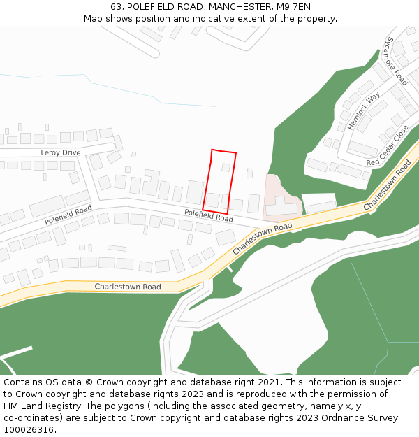 63, POLEFIELD ROAD, MANCHESTER, M9 7EN: Location map and indicative extent of plot