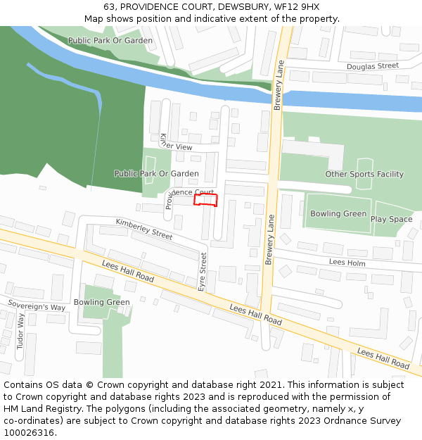 63, PROVIDENCE COURT, DEWSBURY, WF12 9HX: Location map and indicative extent of plot