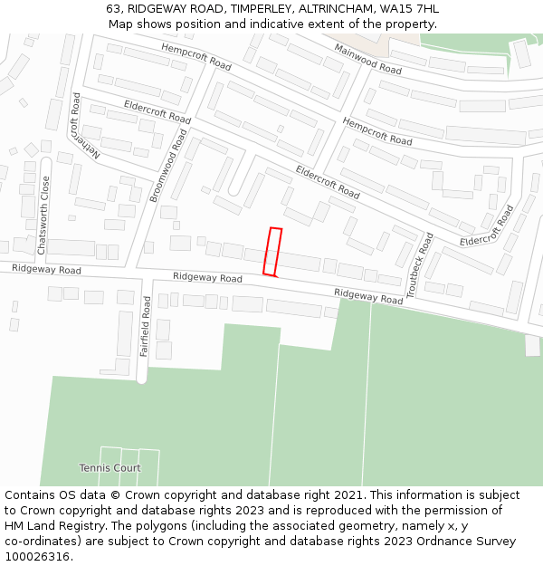 63, RIDGEWAY ROAD, TIMPERLEY, ALTRINCHAM, WA15 7HL: Location map and indicative extent of plot