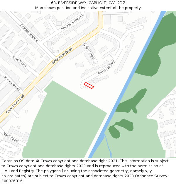 63, RIVERSIDE WAY, CARLISLE, CA1 2DZ: Location map and indicative extent of plot