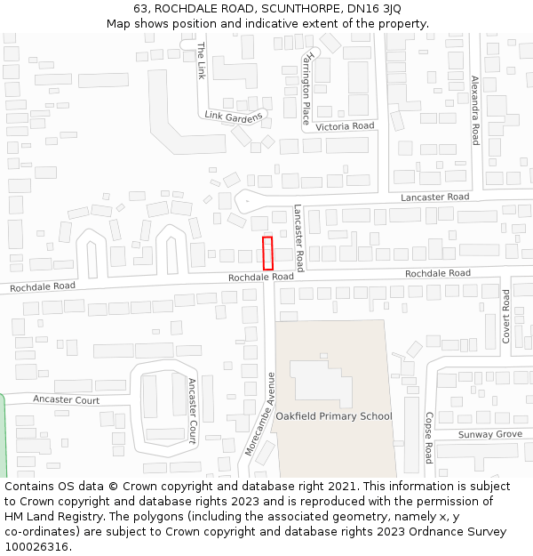 63, ROCHDALE ROAD, SCUNTHORPE, DN16 3JQ: Location map and indicative extent of plot