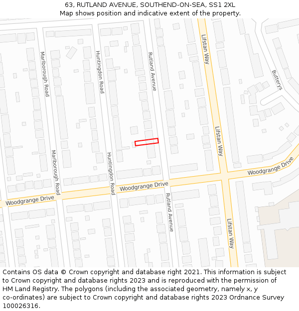 63, RUTLAND AVENUE, SOUTHEND-ON-SEA, SS1 2XL: Location map and indicative extent of plot