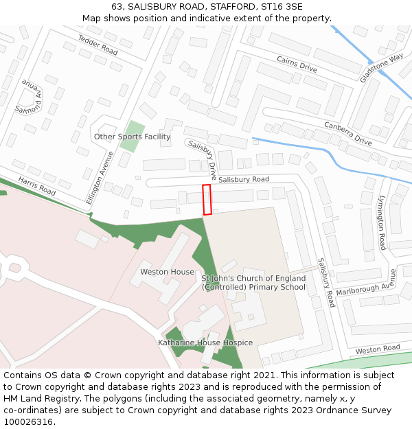 63, SALISBURY ROAD, STAFFORD, ST16 3SE: Location map and indicative extent of plot