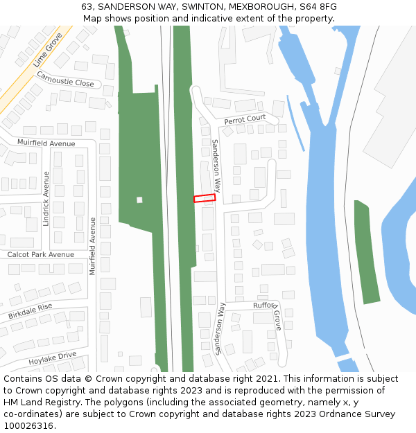 63, SANDERSON WAY, SWINTON, MEXBOROUGH, S64 8FG: Location map and indicative extent of plot