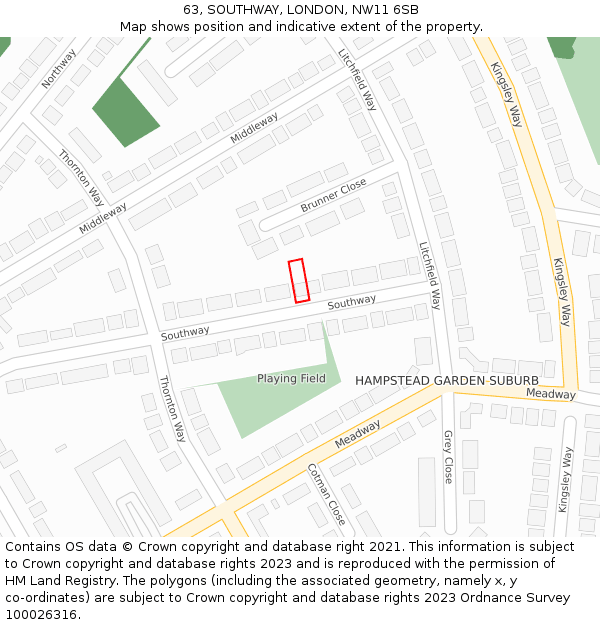 63, SOUTHWAY, LONDON, NW11 6SB: Location map and indicative extent of plot