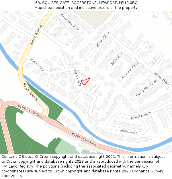 63, SQUIRES GATE, ROGERSTONE, NEWPORT, NP10 0BQ: Location map and indicative extent of plot