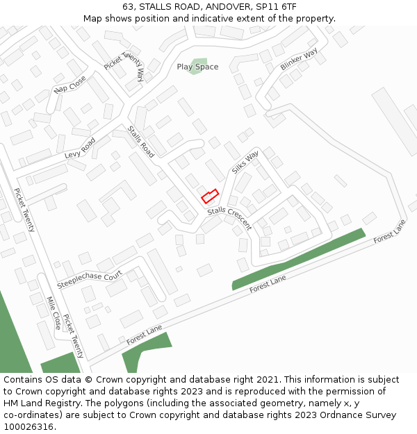 63, STALLS ROAD, ANDOVER, SP11 6TF: Location map and indicative extent of plot