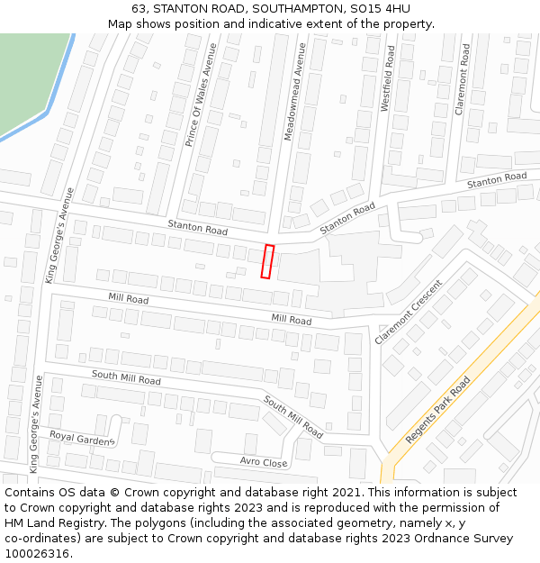 63, STANTON ROAD, SOUTHAMPTON, SO15 4HU: Location map and indicative extent of plot