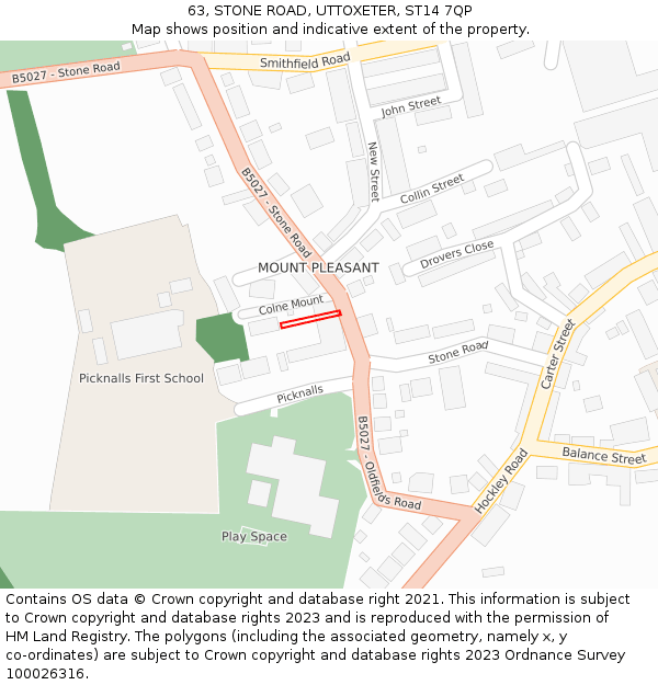 63, STONE ROAD, UTTOXETER, ST14 7QP: Location map and indicative extent of plot