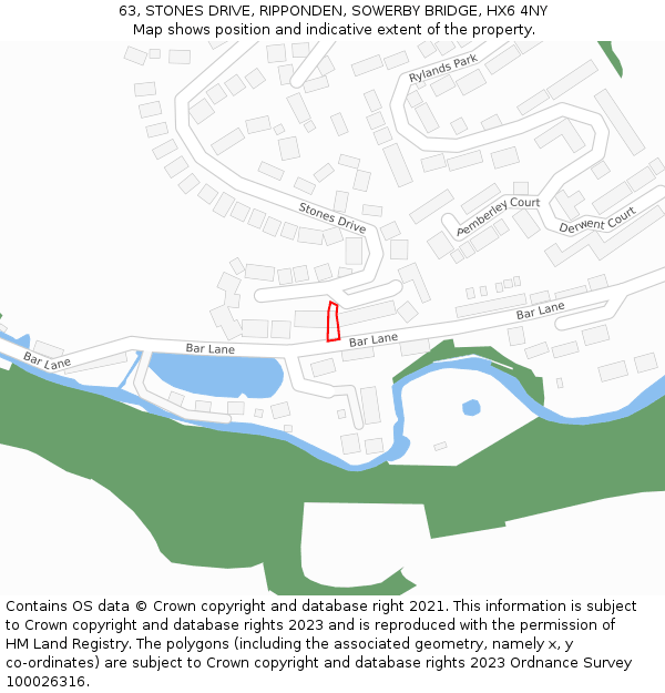 63, STONES DRIVE, RIPPONDEN, SOWERBY BRIDGE, HX6 4NY: Location map and indicative extent of plot